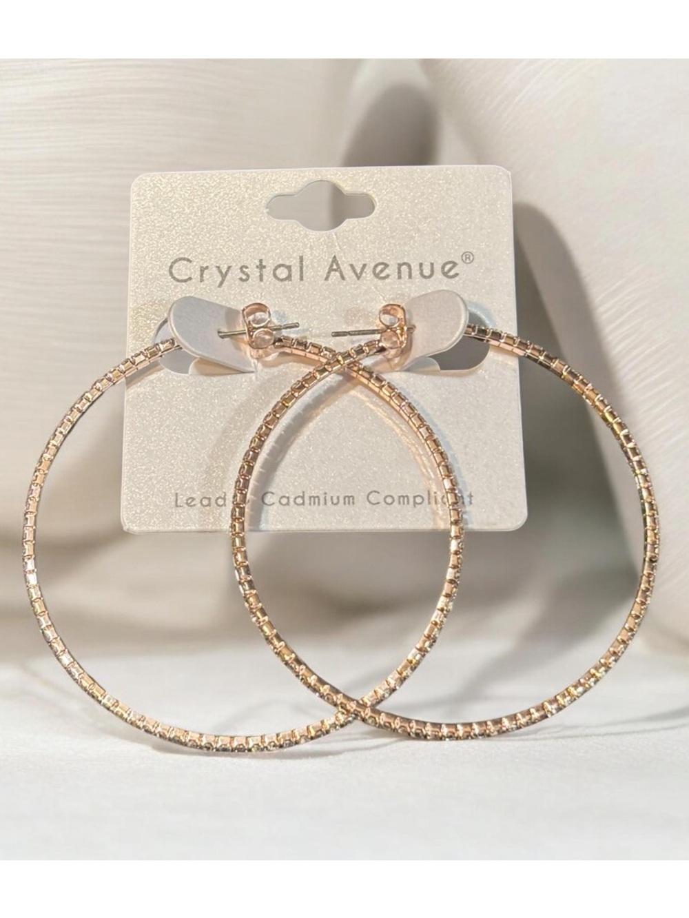 Dainty Rose Gold and Rhinestone Hoop Earrings NWT